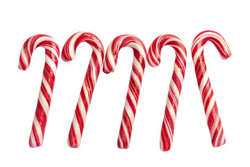 Christmas candy canes isolated on transparent background.