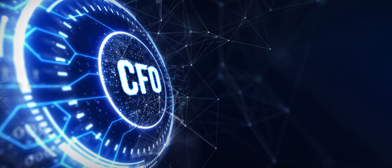CFO - digital technology concept. Business, Technology, Internet and network concept. 3d illustration
