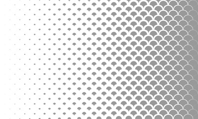 Horizontal halftone with grey fish scale pattern background. Vector Illustration.