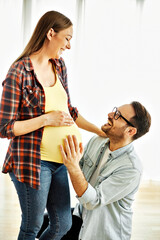 woman pregnant couple man pregnancy family mother love father happy husband baby wife belly...