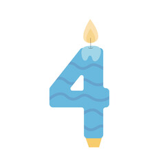 Candle shaped number 4 vector flat illustration