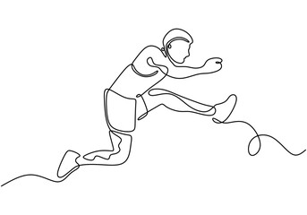 Minimalist One Line Drawing of an Athlete Jumping, Showcasing Strength and Motion.