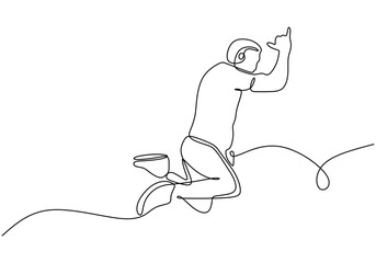 One Line Drawing of a Man Jumping, Simple Depiction of Athletic Action.