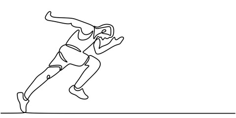 One Line Drawing of a Man Jogging, Clean Representation Illustrating Fitness and Activity.
