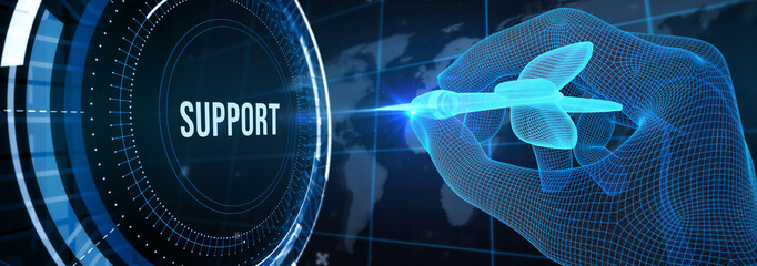 Naklejka premium Business, Technology, Internet and network concept. Technical Support Center customer service. 3d illustration