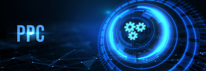 Business, Technology, Internet and network concept. PPC Pay per click payment. Technology digital marketing. 3d illustration