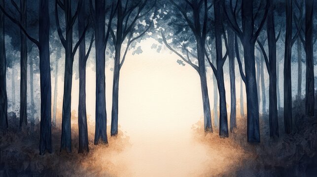 Enchanting Path Through the Misty Forest Leads to Hope and Faith   A serene and atmospheric landscape with a winding trail disappearing into the distance surrounded by towering trees in an earthy