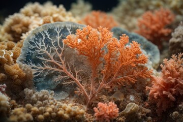 Obraz premium coral skeleton fossil underwater background