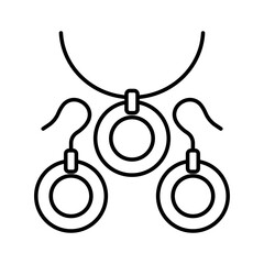 Pendant and earrings line icon editable stroke jewelry collection vector object isolated