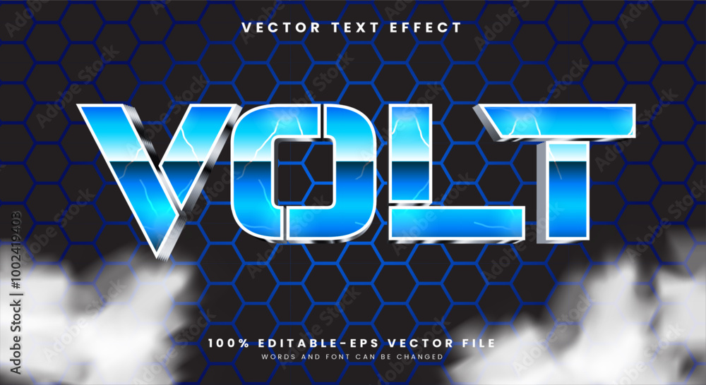 Poster volt 3d editable text effect template with thunder pattern