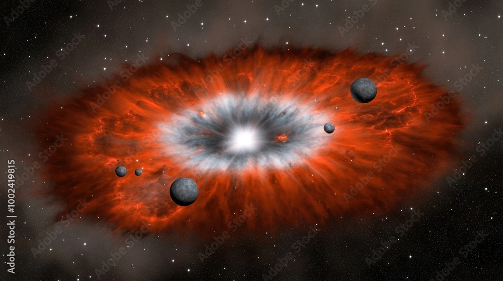 Poster 3d animation of exploding supernova energy release