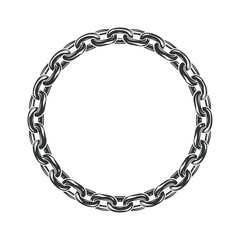 Chain Circle Monochrome Vector Isolated