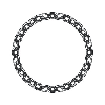 Chain Circle Monochrome Vector Isolated