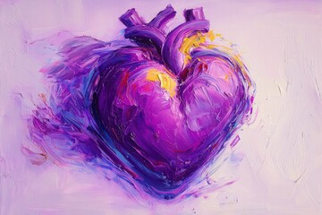 Abstract Oil Painting of a Purple Heart