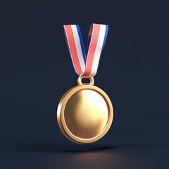 3D Gold Medal Icon: Top Achievement Award Illustration Logo