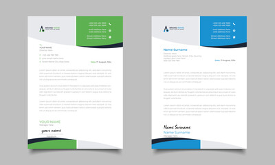 Green And Blue Modern Business Letterhead Simple Clean Template Design