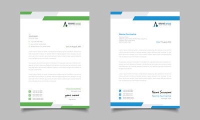 Green And Blue Modern Business Letterhead Simple Clean Template Design