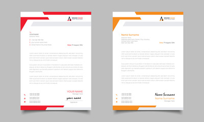 Red And Yellow Modern Business Letterhead Simple Clean Template Design