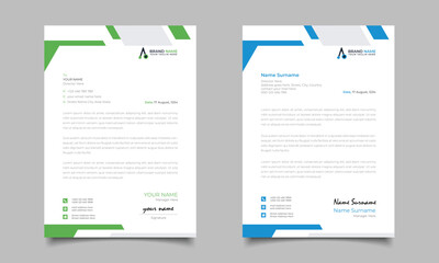 Green And Blue Modern Business Letterhead Simple Clean Template Design