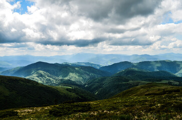 View of the highlands of the Ukrainian Carpathians, Mount Pip Ivan