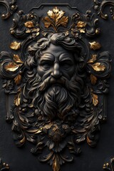 Exquisite Baroque Inspired Sculpture with Golden Accents and Intricate Floral Motifs