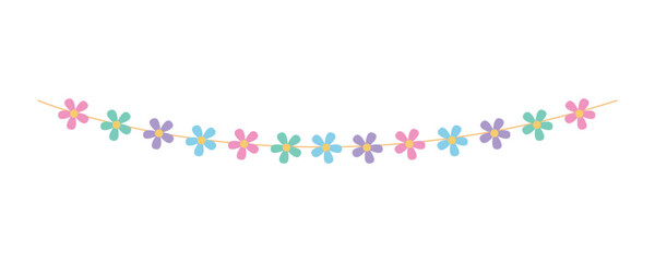 Floral garland in flat style vector illustration