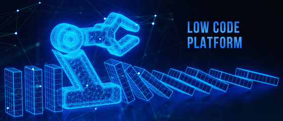 Low Code software development platform technology concept. 3d illustration