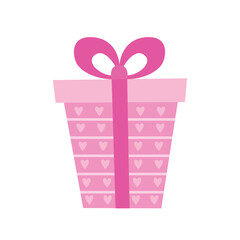 Cute lovely gift box with bow vector flat clipart
