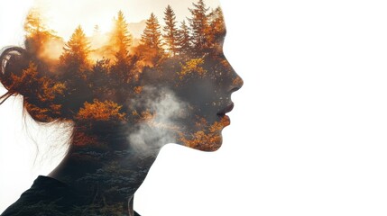 Double exposure photography of close up traveller and the tranquil forest, nature, adventure, forest, man, hiking, backpack, young, lifestyle, tourist, outdoors