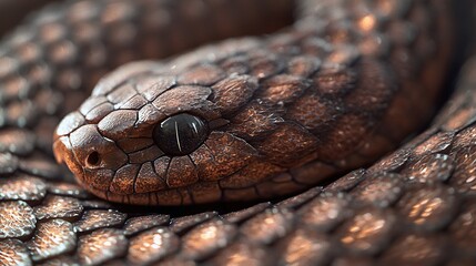 Fototapeta premium A photo of two snakes' heads merged, with one black eye