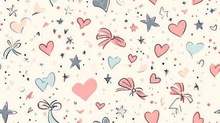 A colorful pattern of hearts and stars
