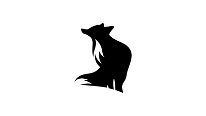fox logo, black isolated silhouette