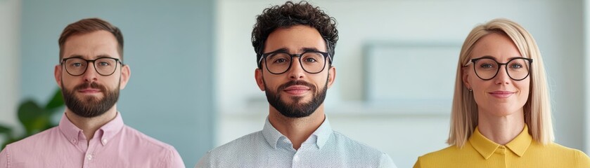 Obraz premium Multiracial business team working efficiently in a high-tech office, using digital tools to streamline cooperation and teamwork, productivity-focused environment