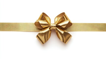 Fototapeta premium Golden Bow on White Background
