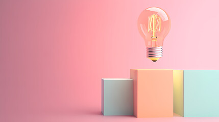 Floating light bulb with geometric cubes