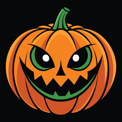 Creepy Halloween pumpkin vector art illustration