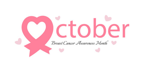 Breast Cancer Awareness Month. Pink October. Breast Cancer Awareness Month is celebrated every year in October. Breast Cancer Awareness Month with a ribbon and a banner design with typography.