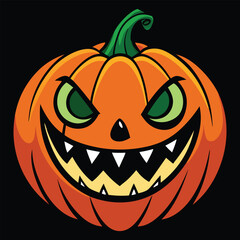 Creepy Halloween pumpkin vector art illustration