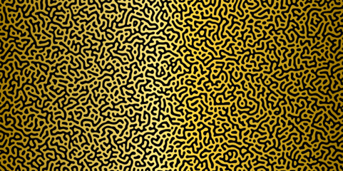 Abstract Reaction-diffusion Turing pattern natural texture golden gradient color scheme. Linear design with biological algorithm psychedelic background. Reaction-diffusion or truing patter