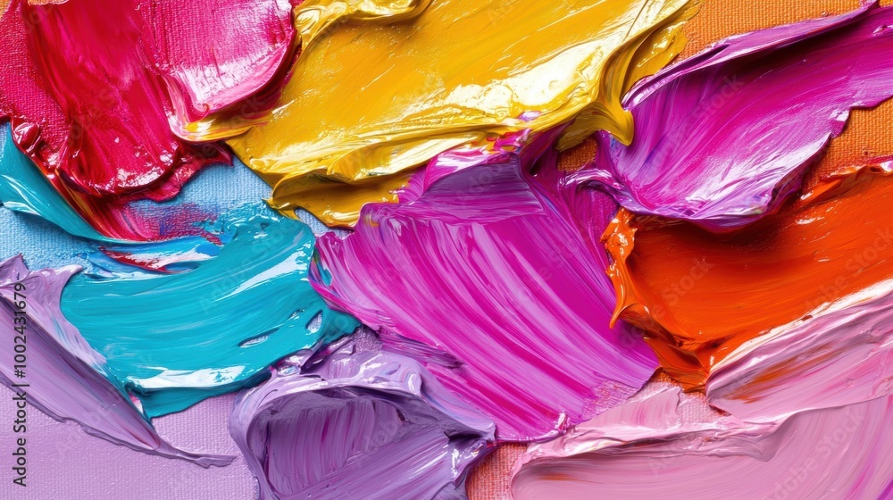 Poster the artwork features an array of colorful textures created with thick, expressive oil paint and bold
