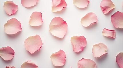 Fototapeta premium A white surface with a single pink flower surrounded by its petals