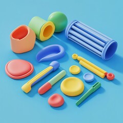 3D Play Dough Set Icon: Creative Toy for Kids Illustration Logo