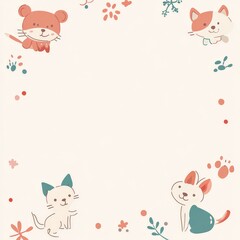 A cute picture of four cats and a bear