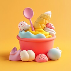 3D Play Dough Icon: Molding and Crafting Toy Illustration Logo