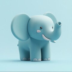 Obraz premium 3D Playful Elephant Icon: Adorable Toy Animal Illustration Logo