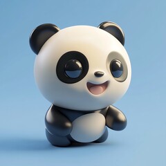 Fototapeta premium 3D Playful Panda Icon: Adorable Plush Toy Illustration Logo