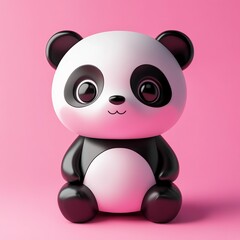 3D Playful Panda Icon: Adorable Plush Toy Illustration Logo