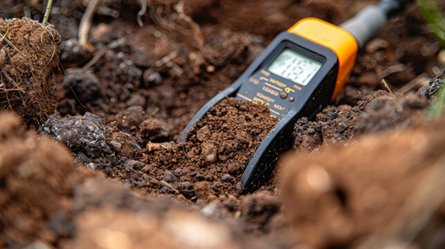 Moisture meters for measuring soil moisture content isolated on white background