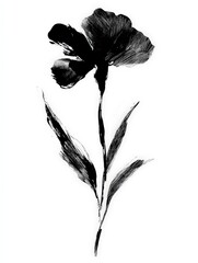 A black and white drawing of a flower