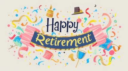 Colorful Happy Retirement Banner with Confetti